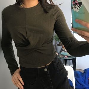 Dark Green Crossed top